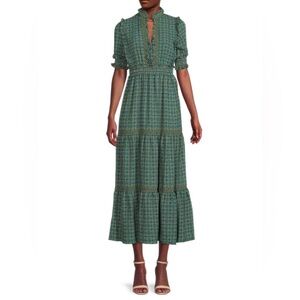 Max Studio Tiered Printed Emerald Maxi Dress